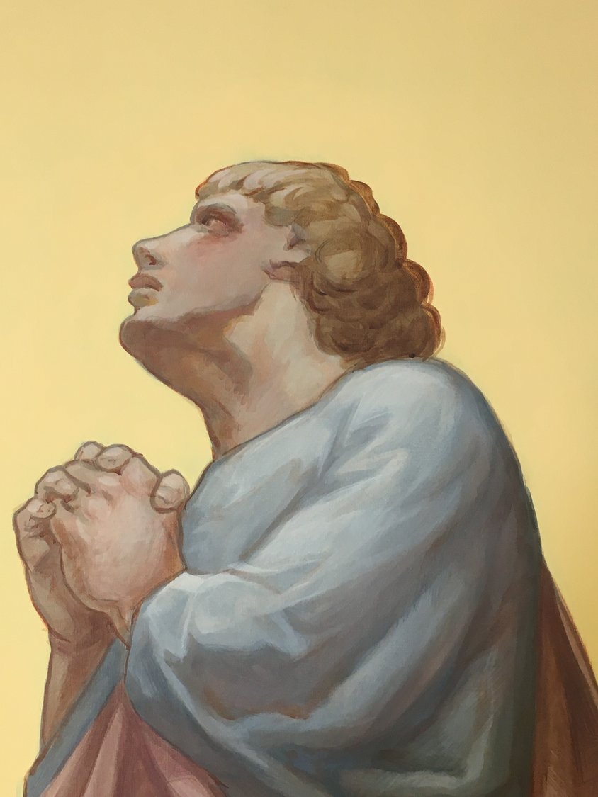 This is the completed image of St. John the Apostle at the foot of the cross.